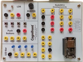NodeMCU ESP8266 Board Includes DC motor, stepper motor, ESP-based communication and other IoT-oriented interfaces.